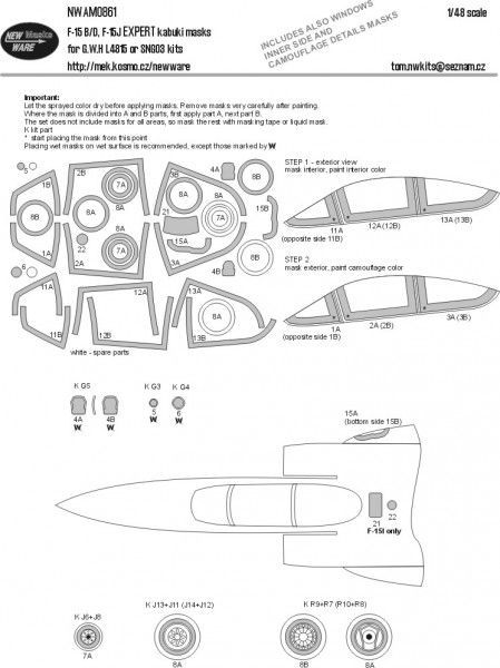 1:48 F-15B/D, F-15J EXPERT kabuki masks