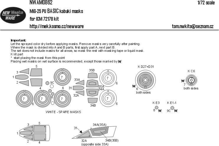 1:72 MiG-25 PU BASIC kabuki masks