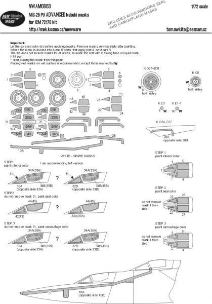 1:72 MiG-25 PU ADVANCED kabuki masks