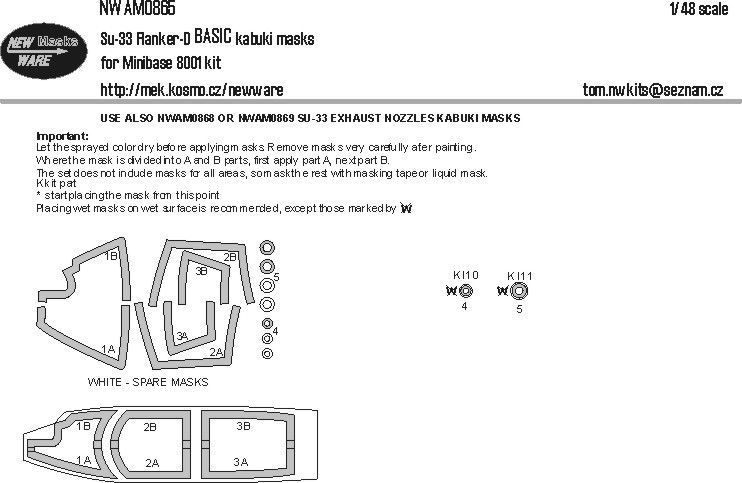 1:48 Su-33 Flanker-D BASIC kabuki masks