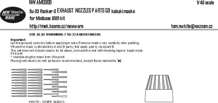 1:48 Su-33 Flanker-D EXHAUST NOZZLES PARTS G9 kabuki masks
