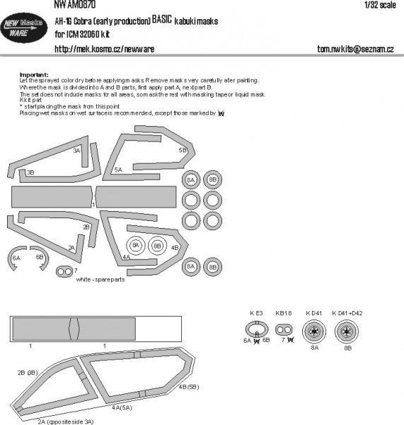 1:32 AH-1G Cobra BASIC kabuki masks