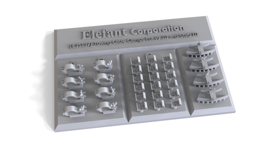 1:35 TOW CABLES CLAMPS AND BRACKET FOR PZ. III E-N, STUG. III A-F, FOR 2 VEHICLES