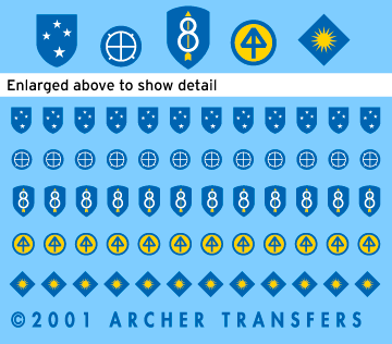 1:35 US Infantry Division Patches (8th, 23rd, 35th, 40th & 44th)