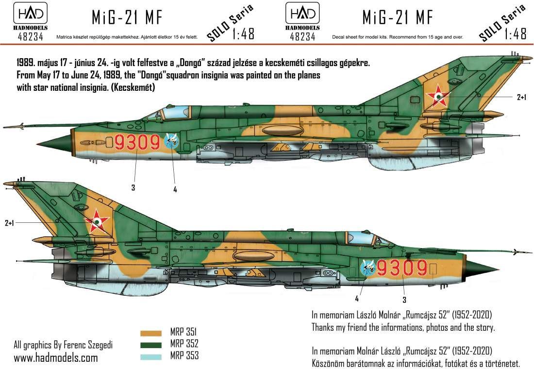 1:48 Mikoyan MiG-21MF HUNAF 9309 Dongo Squadron