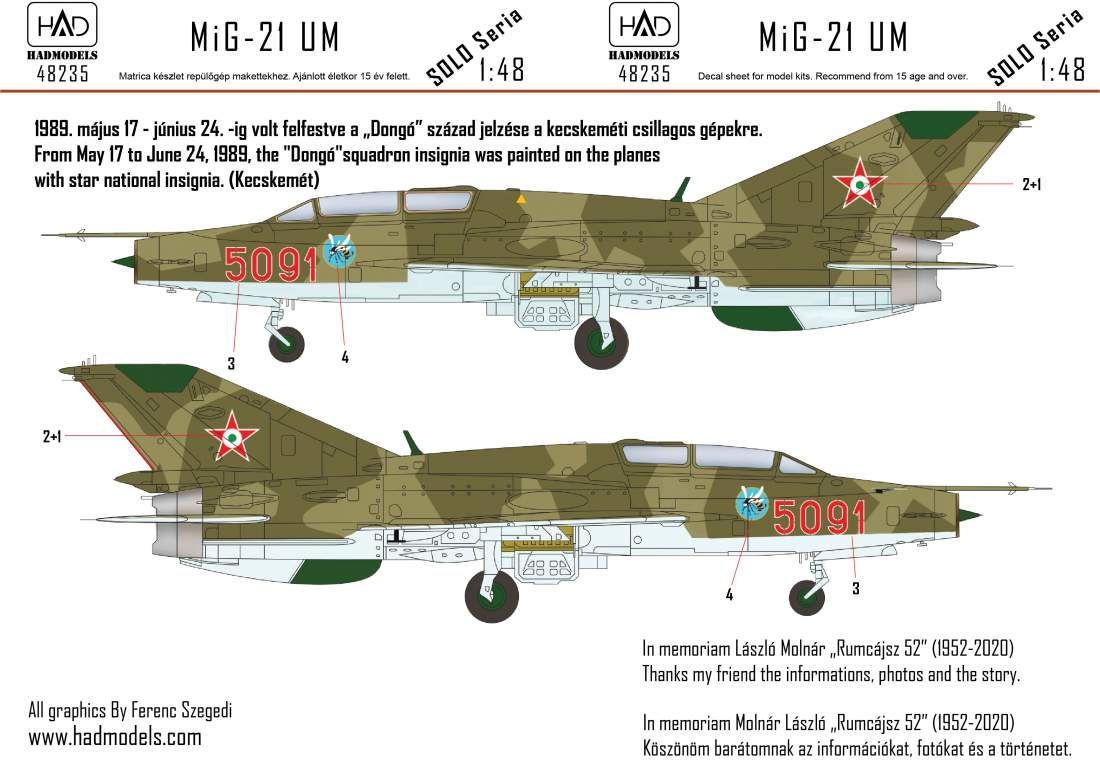 1:48 Mikoyan MiG-21UM HUNAF 5091 Dongo Squadron