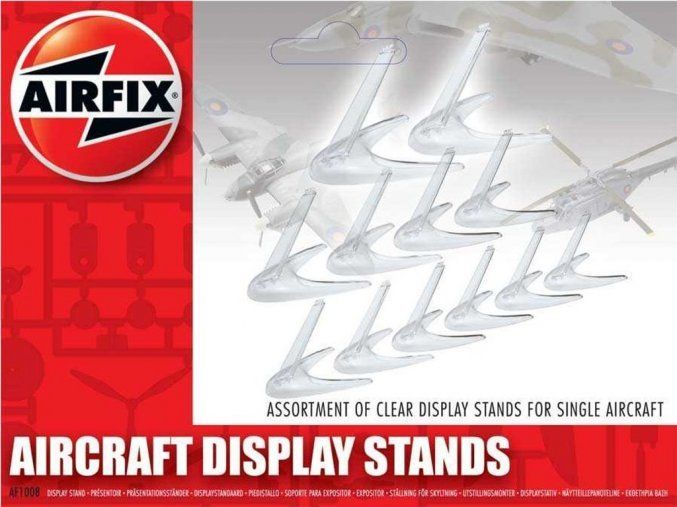 Assorted clear plastic aircraft stands Stands. 6 x small. 4 x medium. 2 x larger.