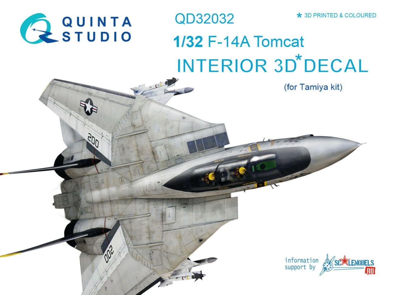 1:32 F-14A Tomcat interior 3D decals (for Tamiya kit)