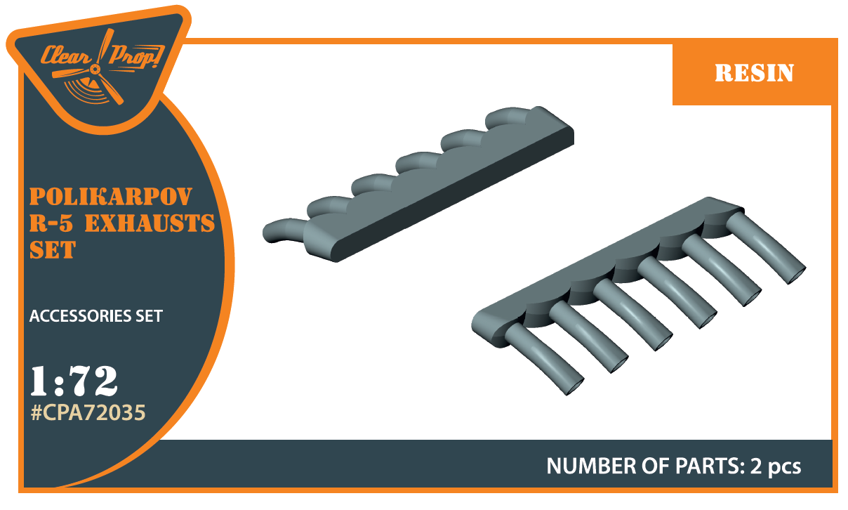 1:72 Polikarpov R-5 resin exhausts