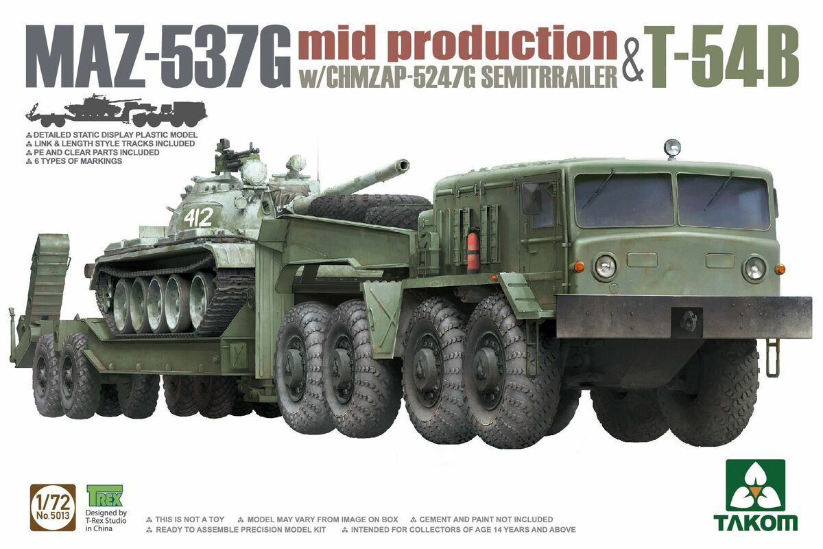 1:72 MAZ-537G mid production with CHMZAP-5247G Semitrailer & T-54B