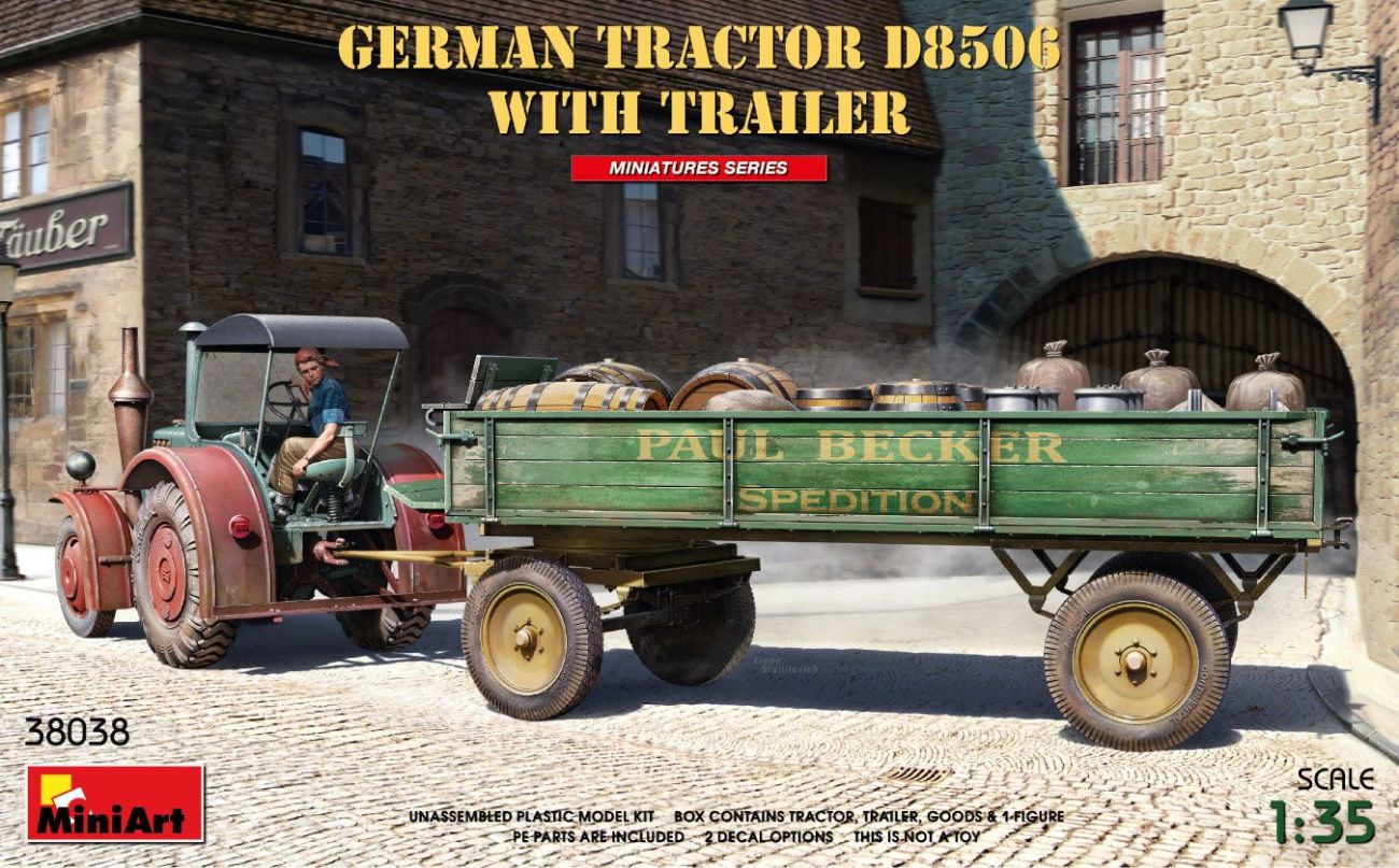 1:35 GERMAN TRACTOR D8506 WITH TRAILER