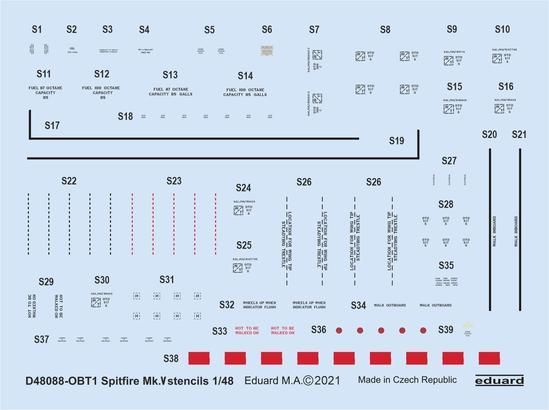 1:48 Spitfire Mk.V stencils