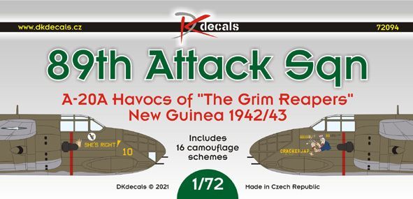 1:72 89th Attack Sq. A-20A Havocs of 'The Grim Reapers' Havocs, New Guinea 1942/43