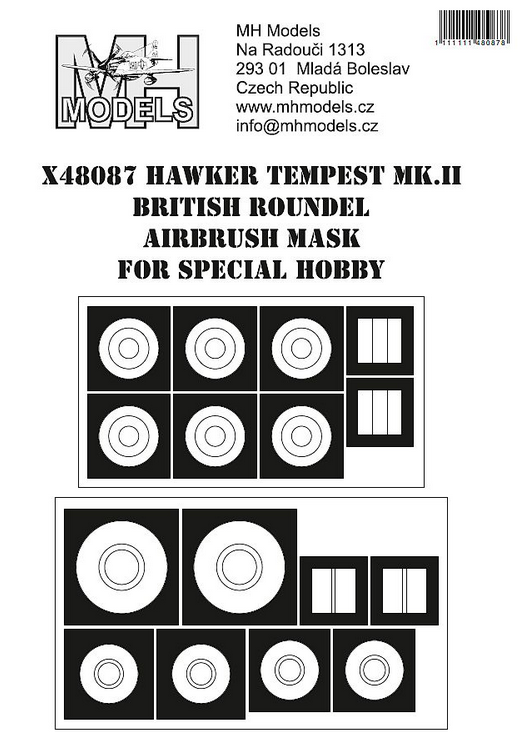 1:48 Hawker Tempest MK.II British Roundel Airbrush Mask For Special Hobby