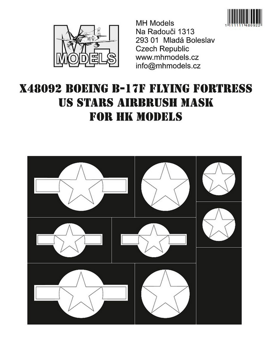 1:48 Boening B-17F Flying Fortress US Stars Airbrush Mask For HK Models