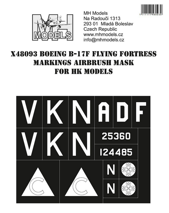 1:48 Boening B-17F Flying Fortress Markings Airbrush Mask For HK Models