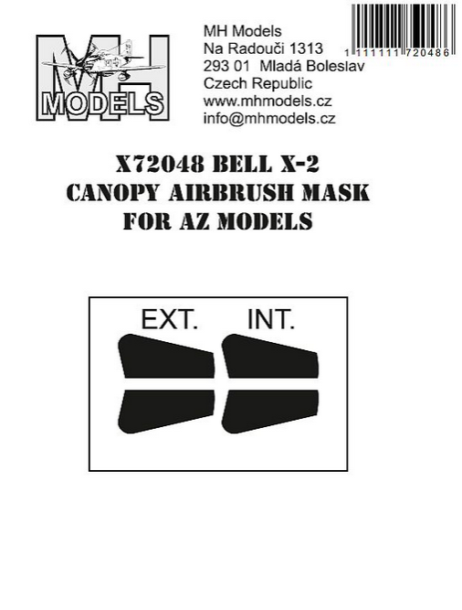 1:72 Bell X-2 Canopy Airbrush Mask For AZ Models