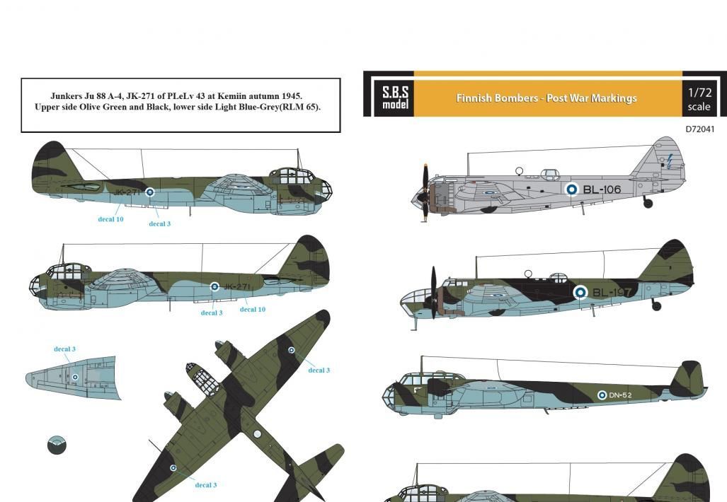 1:72 Finnish Bombers - Post War Markings
