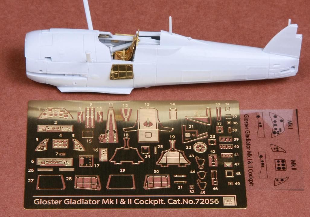 1:72 Gloster Gladiator Mk.I/Mk.II cockpit set for Airfix kit