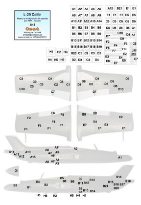 1:48 L-29 Delfín masky na krytky (pro AMK/Eduard)