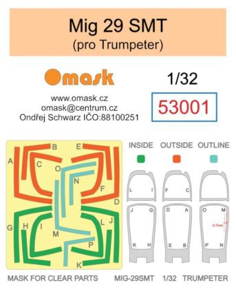 1:32 Mig-29 SMT canopy mask (Trumpeter)