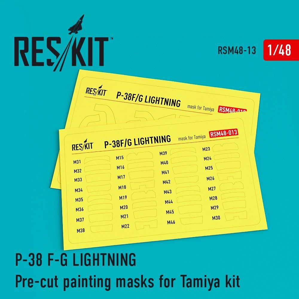 1:48 P-38 F/G Lightning Pre-cut painting masks for Tamiya Kit