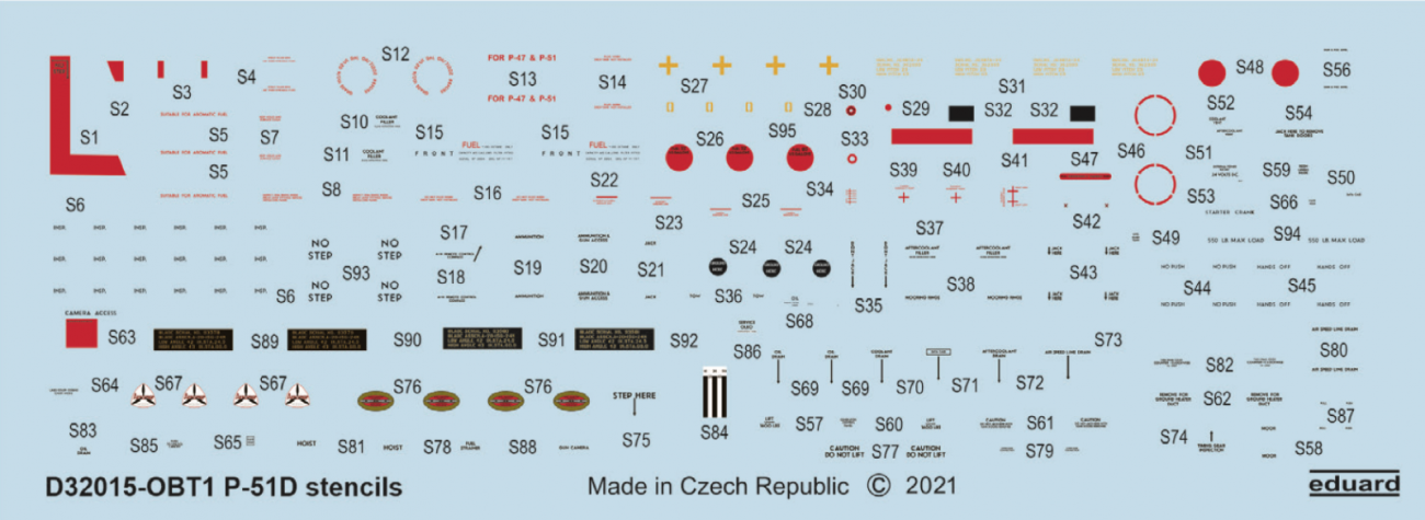 1:32 North-American P-51D Mustang stencils