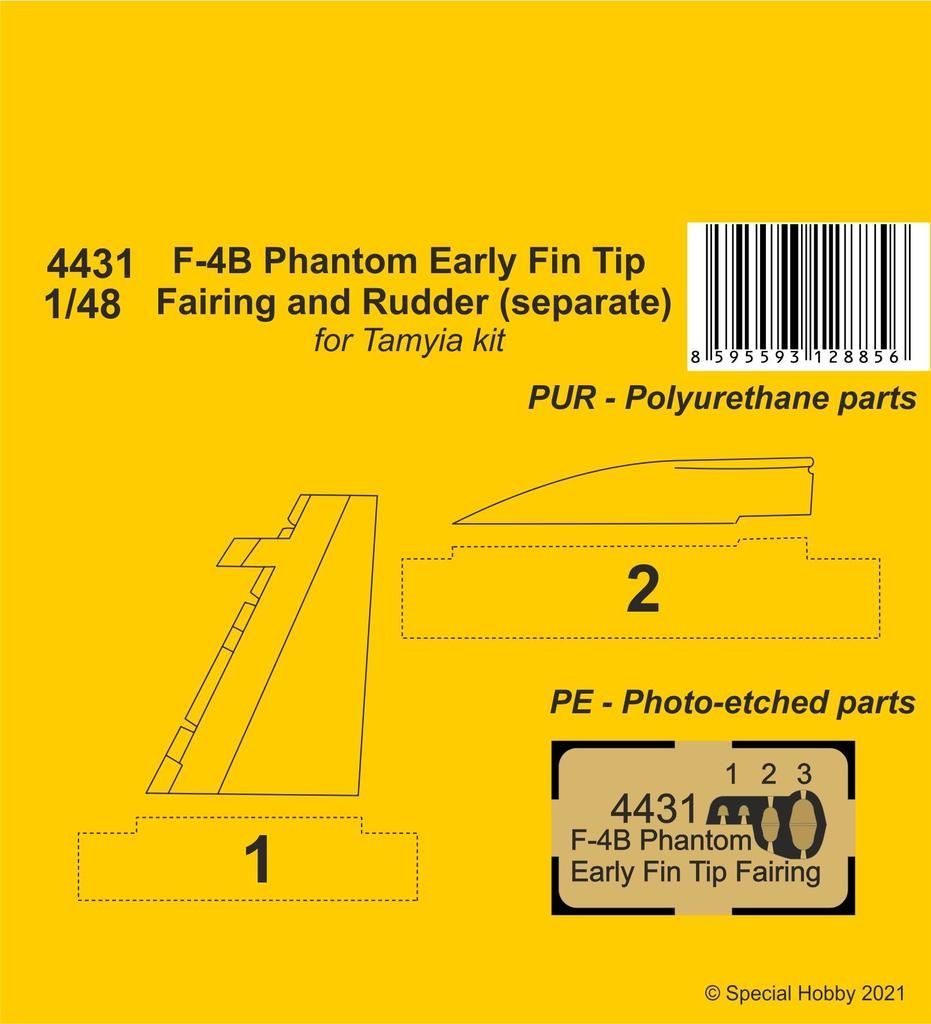 1:48 F-4B Phantom Early Fin Tip Fairing and Rudder (separate)