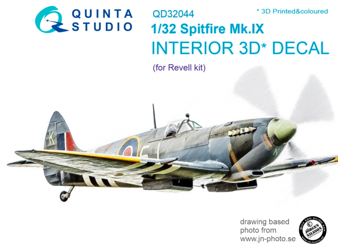 1:32 Spitfire Mk. IX 3D-Printed and coloured Interior on decal paper