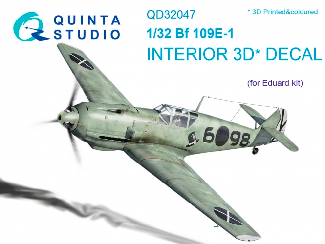 1:32 Bf 109E-1 3D-Printed and coloured Interior on decal paper