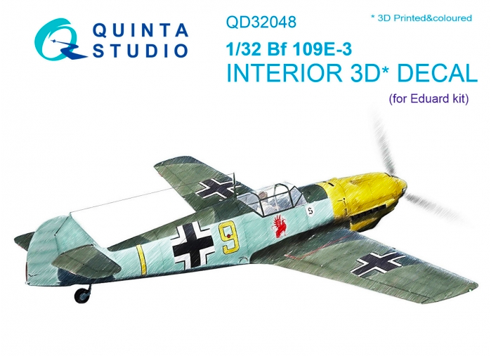 1:32 Bf 109E-3 3D-Printed and coloured Interior on decal paper