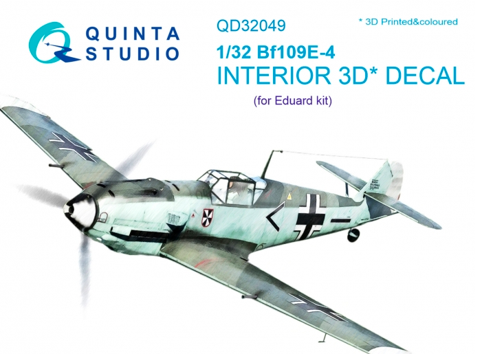 1:32 Bf 109E-4 3D-Printed and coloured Interior on decal paper