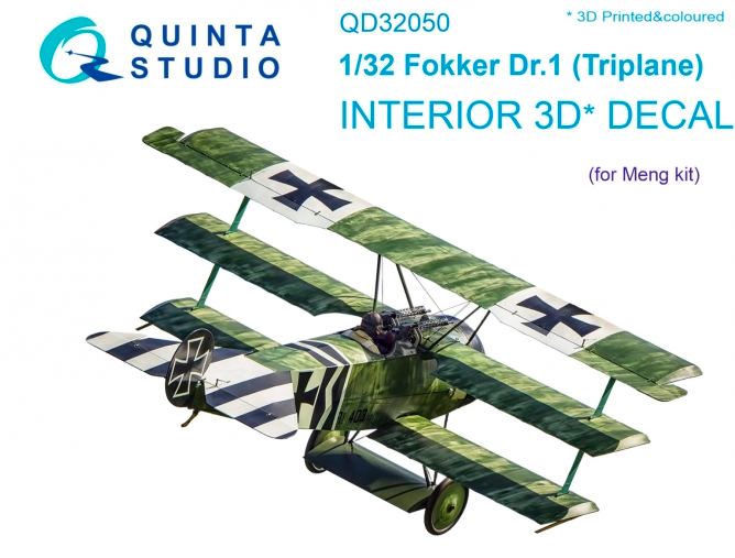1:32 Fokker Dr.1 3D-Printed and coloured Interior on decal paper