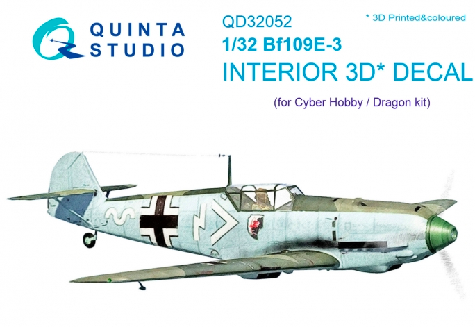 1:32 Bf 109E-3 3D-Printed and coloured Interior on decal paper