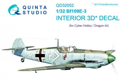 1:32 Bf 109E-3 3D-Printed and coloured Interior on decal paper