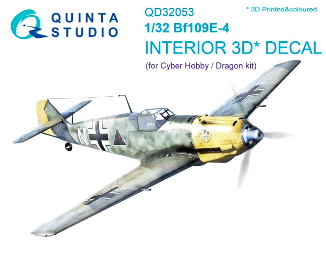 1:32 Bf 109E-4 3D-Printed and coloured Interior on decal paper