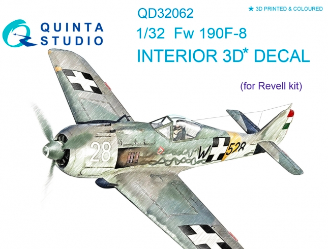 1:32 Fw 190F-8 3D-Printed and coloured Interior on decal paper