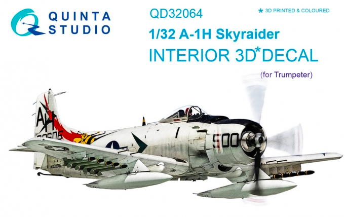 1:32 A-1H Skyraider 3D-Printed and coloured Interior on decal paper
