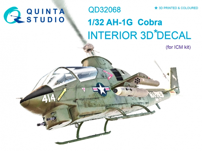 1:32 AH-1G Cobra 3D-Printed and coloured Interior on decal paper