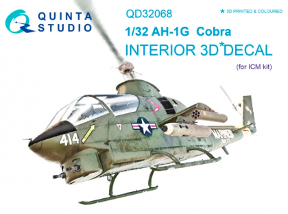 1:32 AH-1G Cobra 3D-Printed and coloured Interior on decal paper