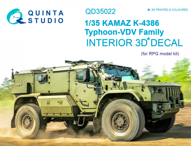 1:35 KAMAZ K-4386 Typhoon VDV family 3D-Printed and coloured Interior on decal paper