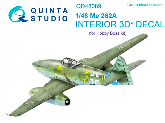1:48 Me-262A 3D-Printed and coloured Interior on decal paper