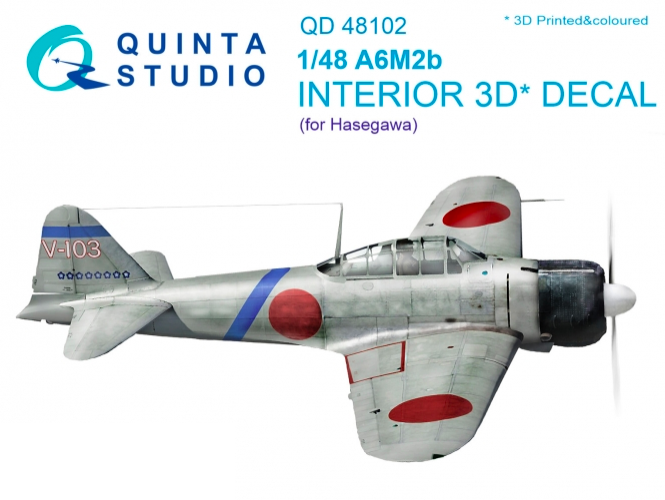 1:48 A6M2 3D-Printed and coloured Interior on decal paper