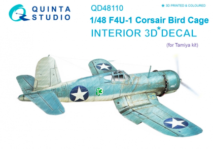 1:48 F4U-1 Corsair Bird cage 3D-Printed and coloured Interior on decal paper