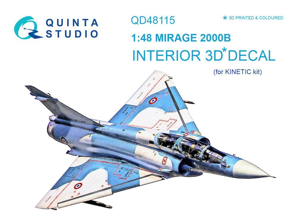 1:48 Mirage 2000B 3D-Printed & coloured Interior on decal paper