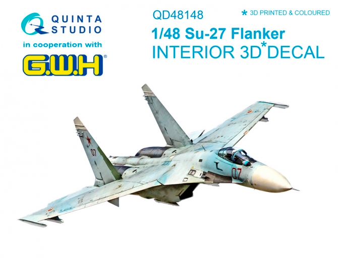 1:48 Su-27 3D-Printed and coloured Interior on decal paper