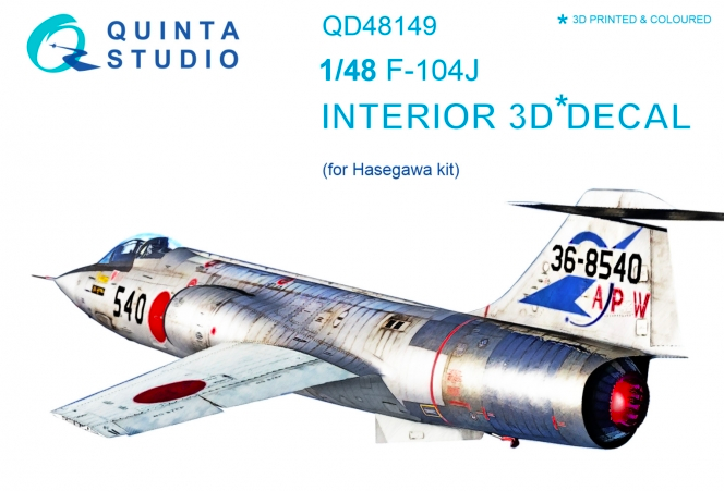 1:48 F-104J 3D-Printed and coloured Interior on decal paper