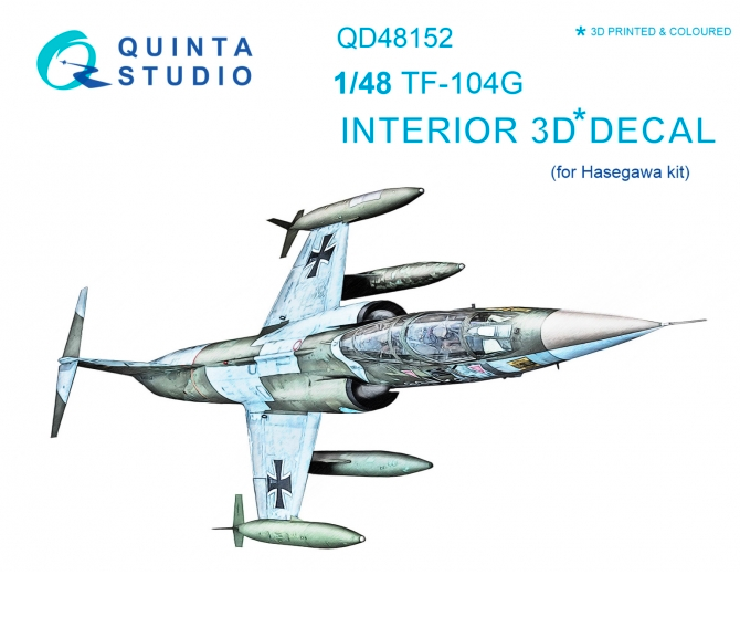 1:48 TF-104G 3D-Printed and coloured Interior on decal paper