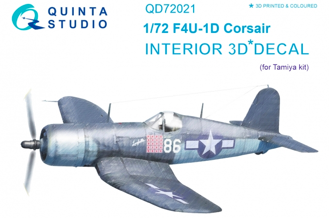1:72 F4U-1D Corsair 3D-Printed and coloured Interior on decal paper