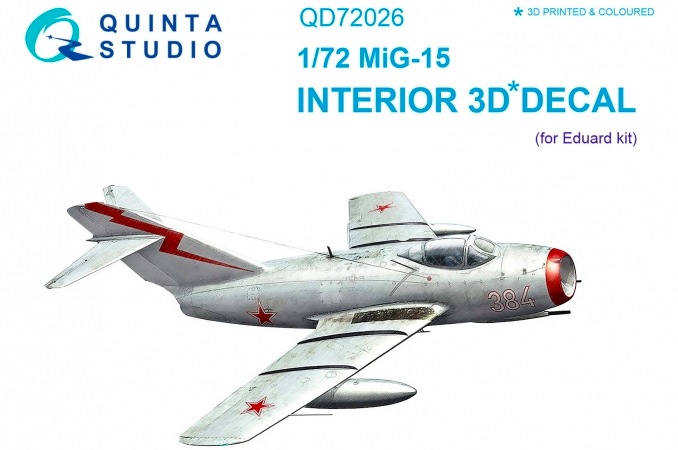 1:72 MiG-15 3D-Printed and coloured Interior on decal paper